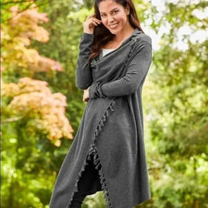 Matilda Jane Come On Over Fringe Wrap Cardigan Open Sweater Long Cozy